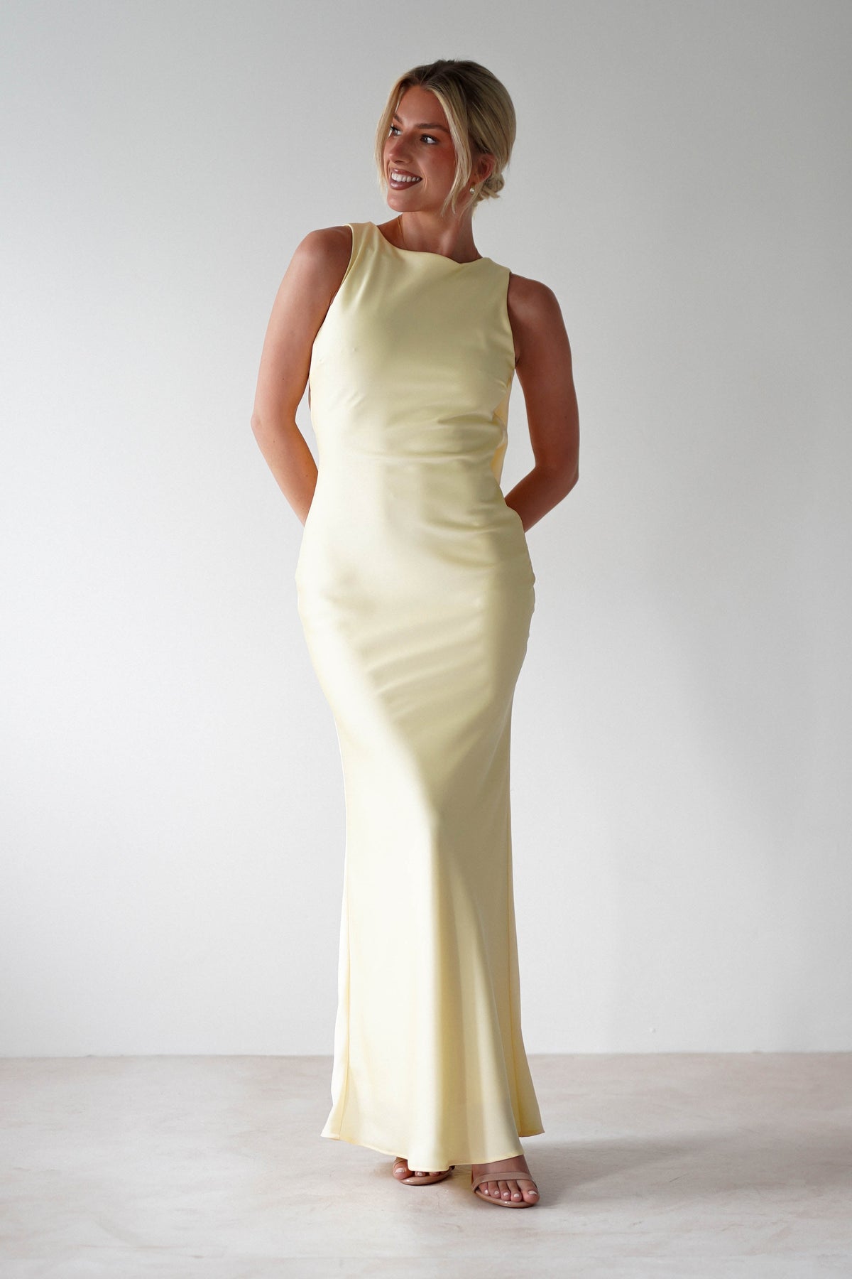 Alanna Soft Matte Satin Maxi Dress | Yellow-Oh Hello Clothing