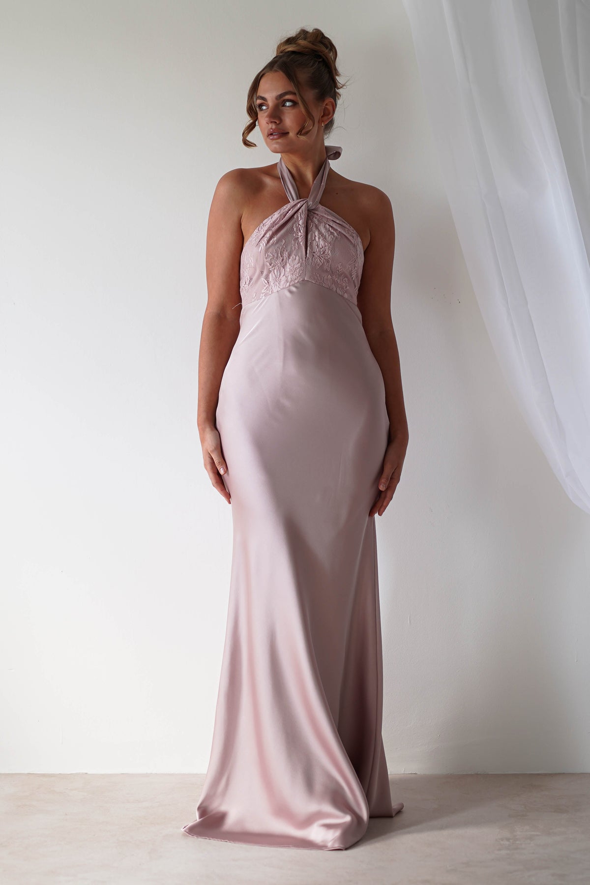 Alice Satin Halterneck Gown | Rose-Oh Hello Clothing