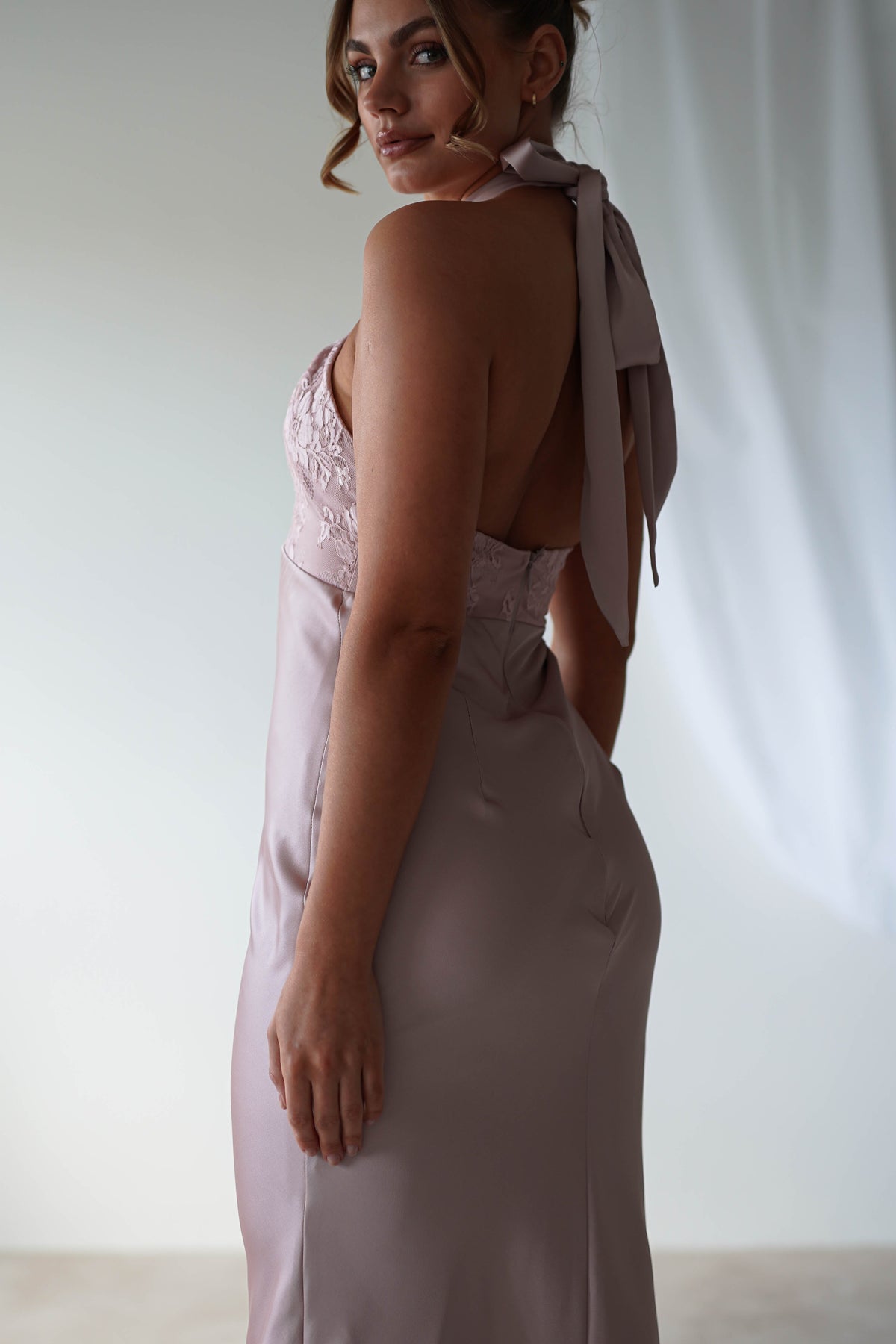 Alice Satin Halterneck Gown | Rose-Oh Hello Clothing