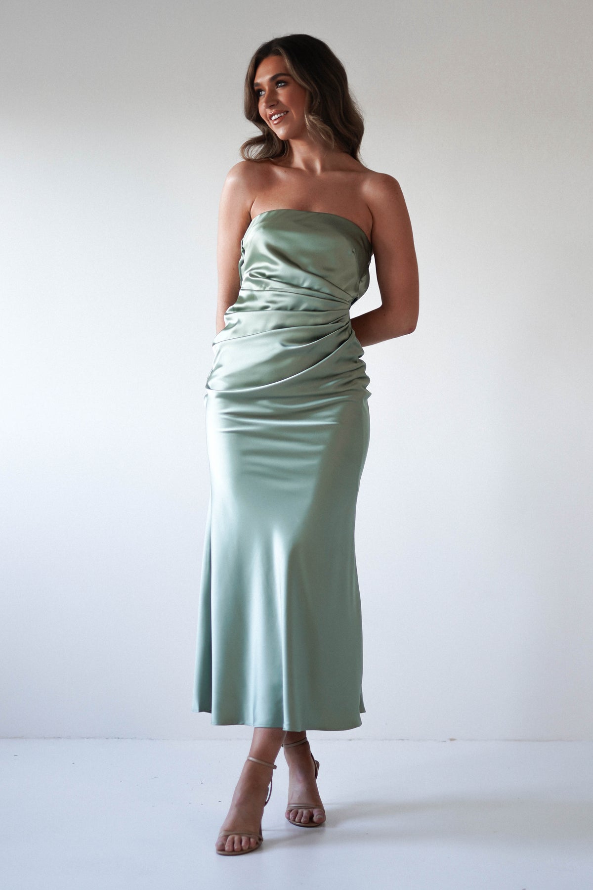 Allegra Gathered Midaxi Dress | Sage-Oh Hello Clothing