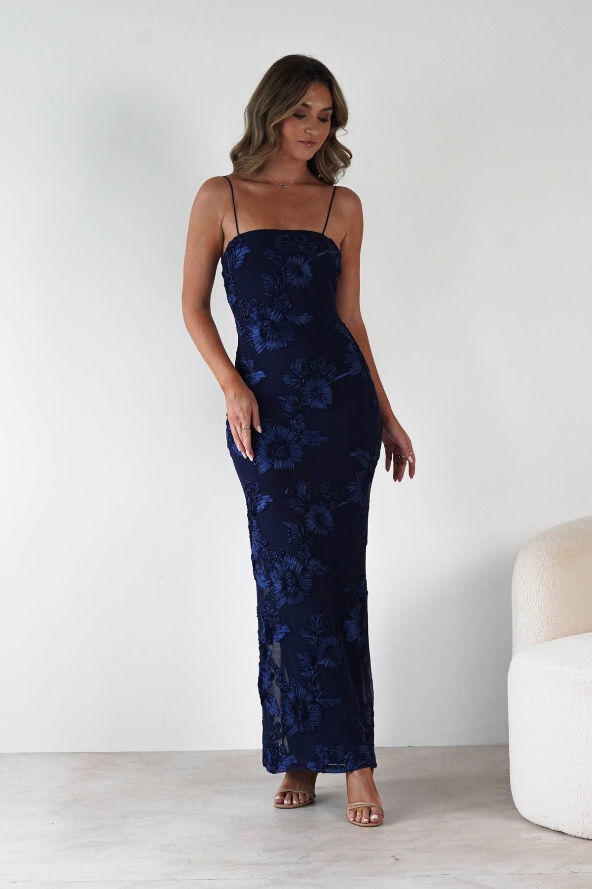 Alvana Floral Appliqué Maxi Dress | Navy-Oh Hello Clothing