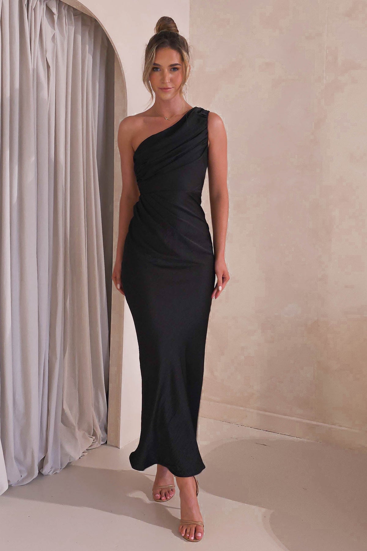 Ansel One Shoulder Maxi Dress | Black-Oh Hello Clothing