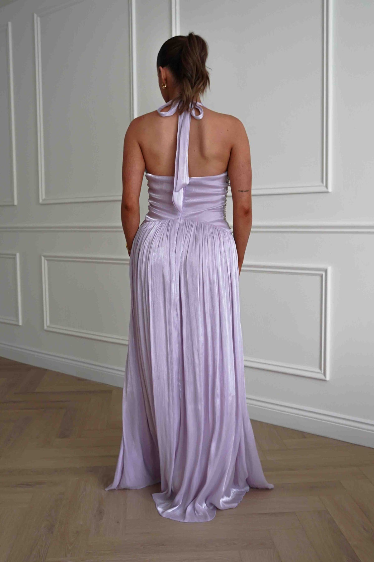 Aveline Luminescent Pleated Maxi Dress | Lilac-Oh Hello Clothing