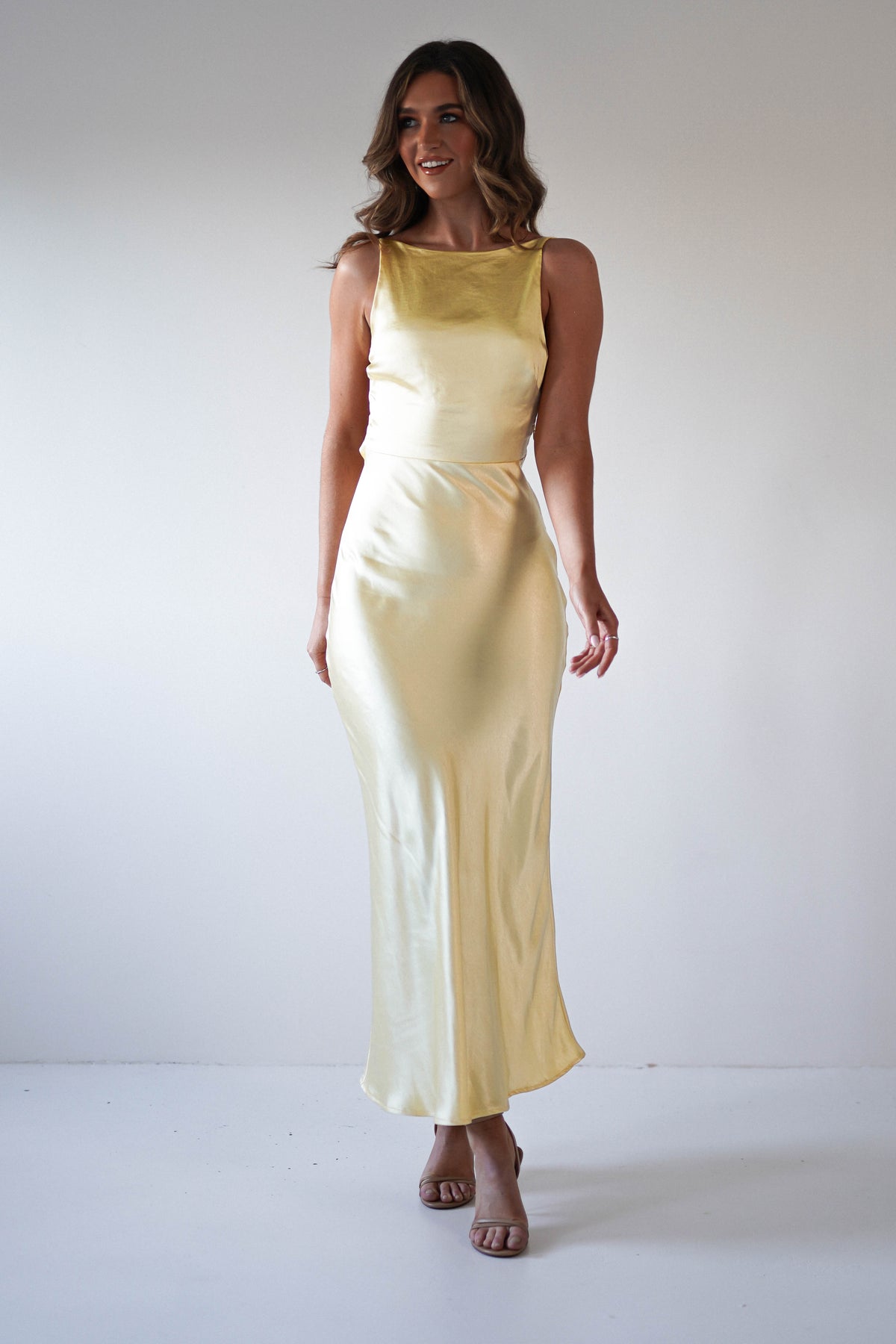 Bayleigh Soft Satin Maxi Dress | Yellow-Oh Hello Clothing