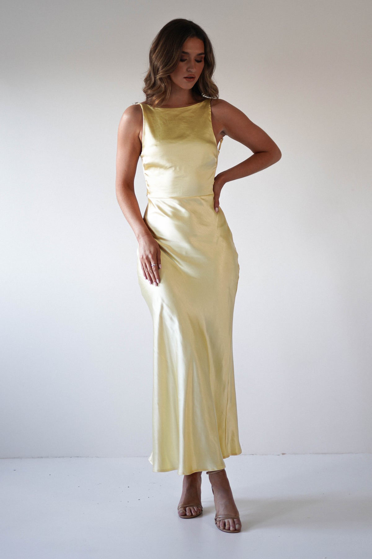 Bayleigh Soft Satin Maxi Dress | Yellow-Oh Hello Clothing