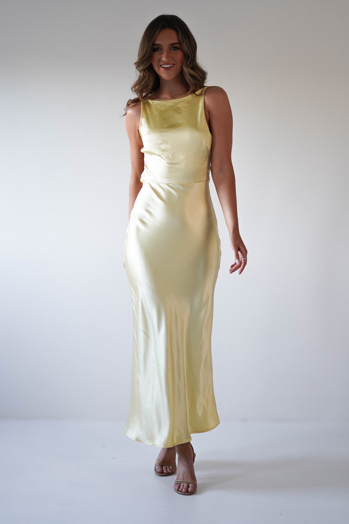 Bayleigh Soft Satin Maxi Dress | Yellow-Oh Hello Clothing
