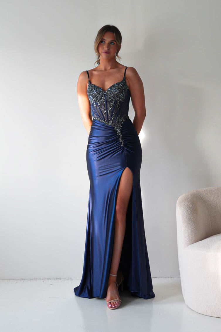 Becca Embellished Corset Evening Gown | Navy-Oh Hello Clothing