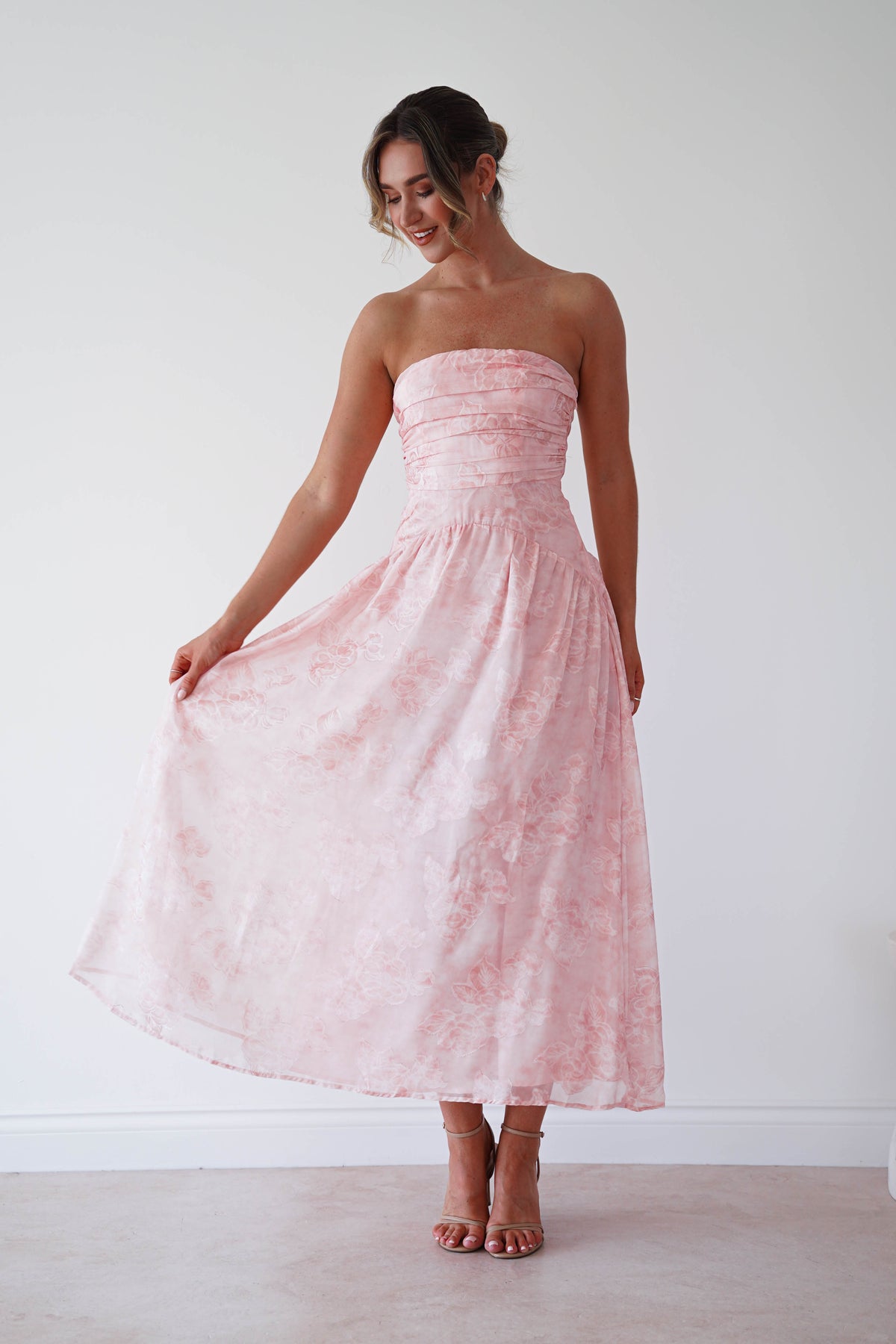 Belrose Floral Strapless Maxi Dress | Pink-Oh Hello Clothing