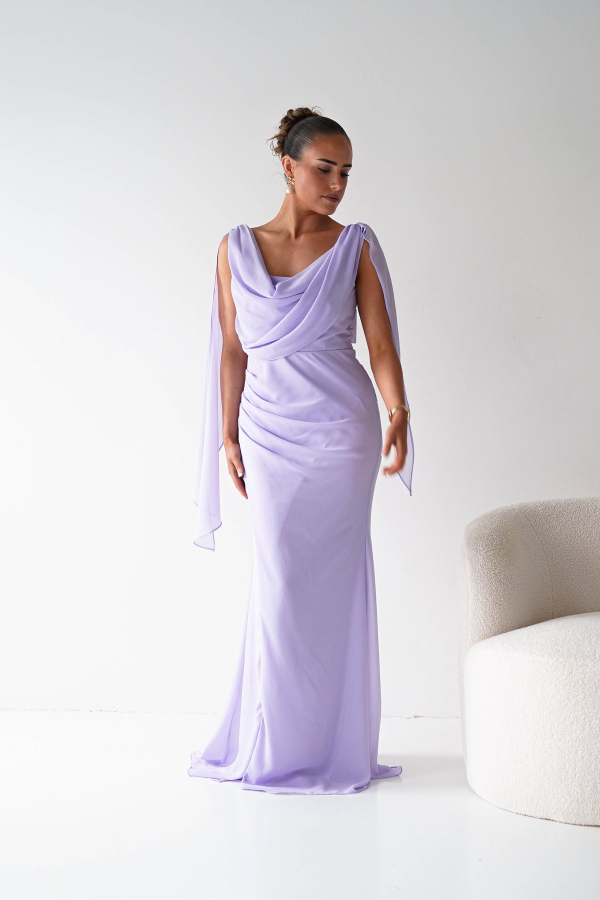 Belvini Chiffon Maxi Dress | Lavender-Oh Hello Clothing