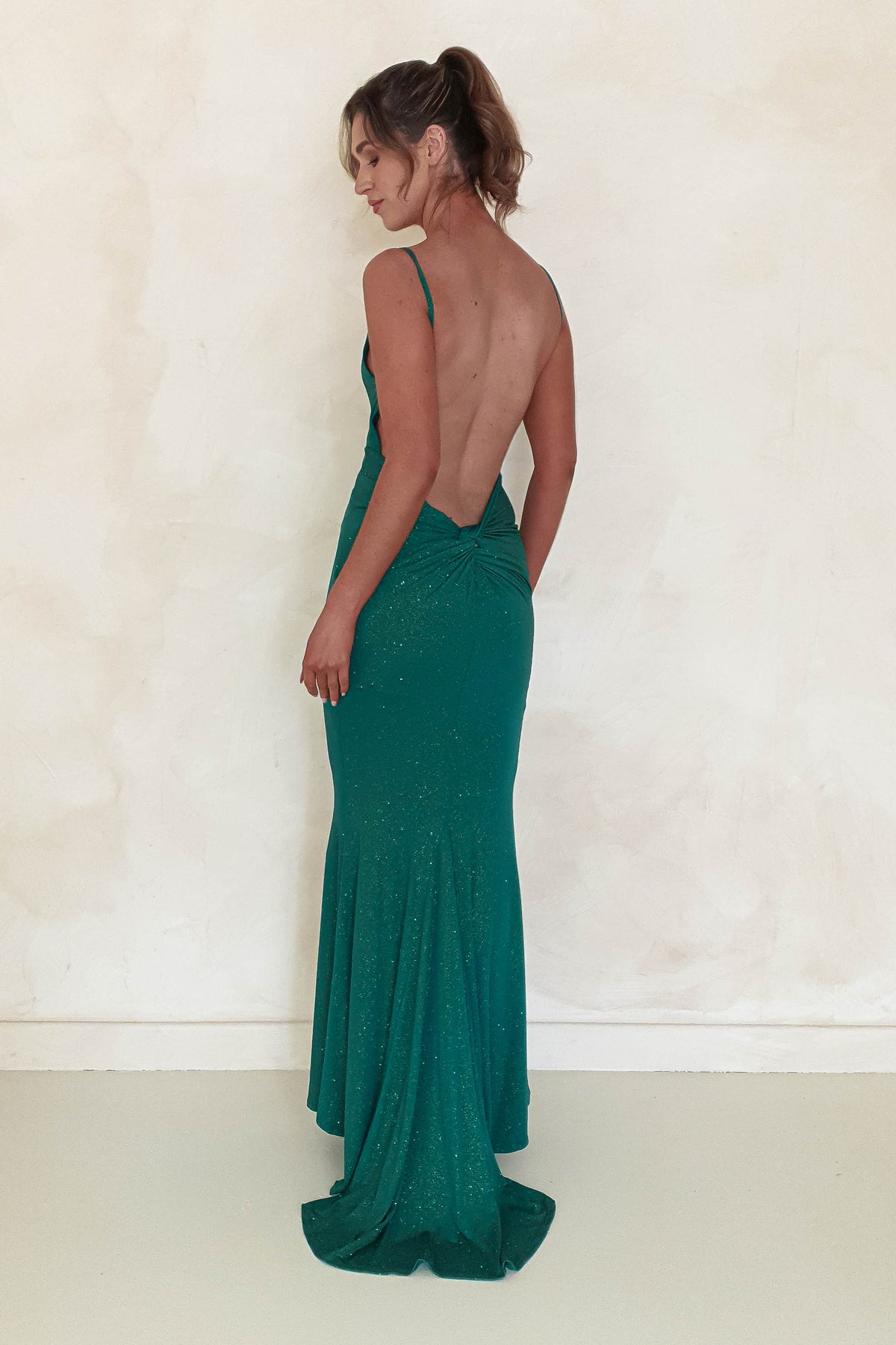 Billie Glitter Bodycon Gown | Emerald Green-Oh Hello Clothing
