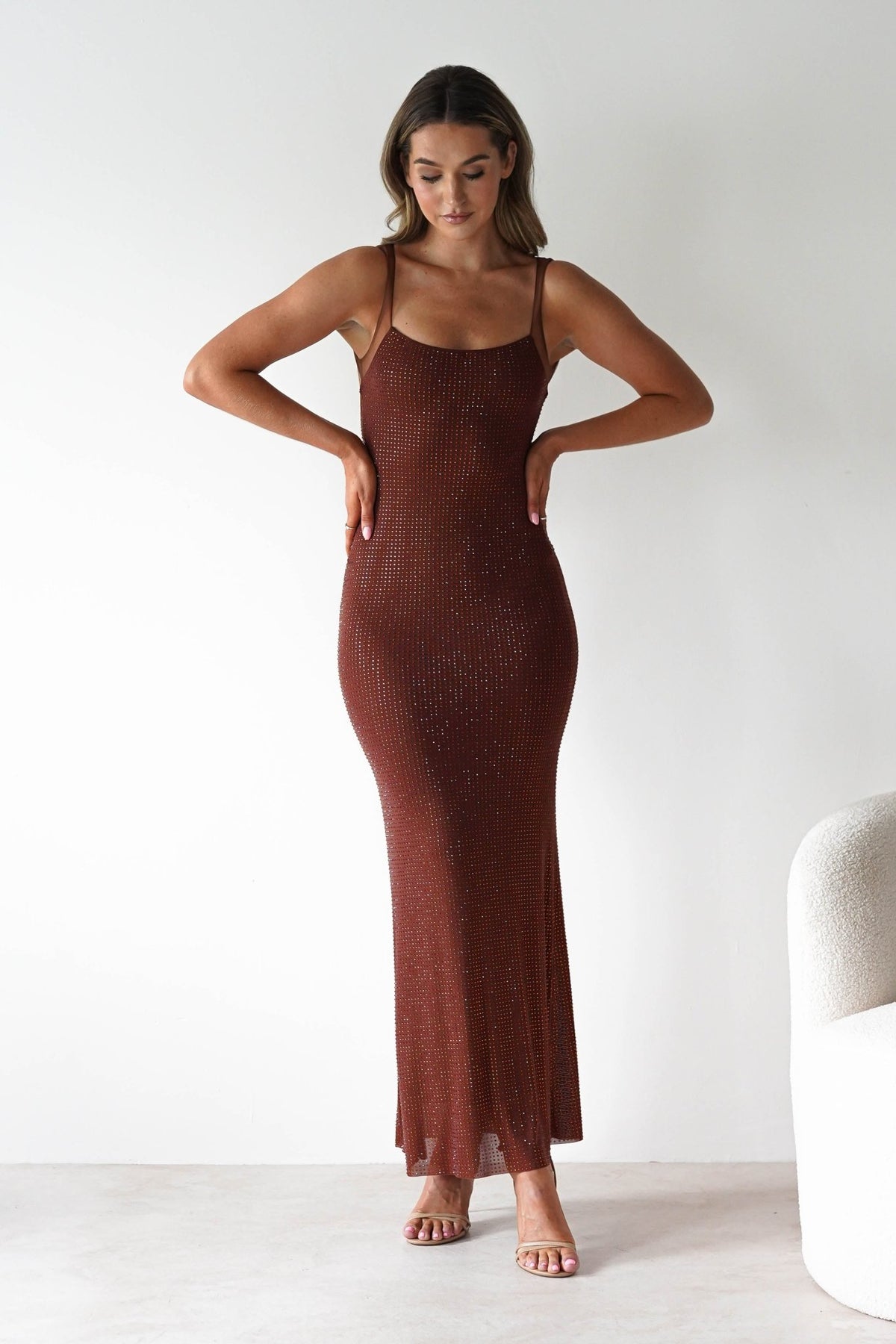 Billini Bodycon Backless Maxi Dress | Brown-Oh Hello Clothing
