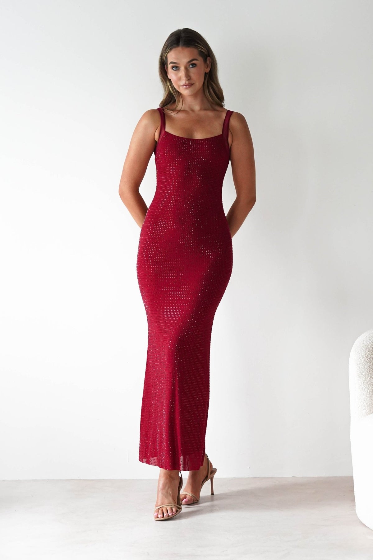 Billini Bodycon Backless Maxi Dress | Red-Oh Hello Clothing