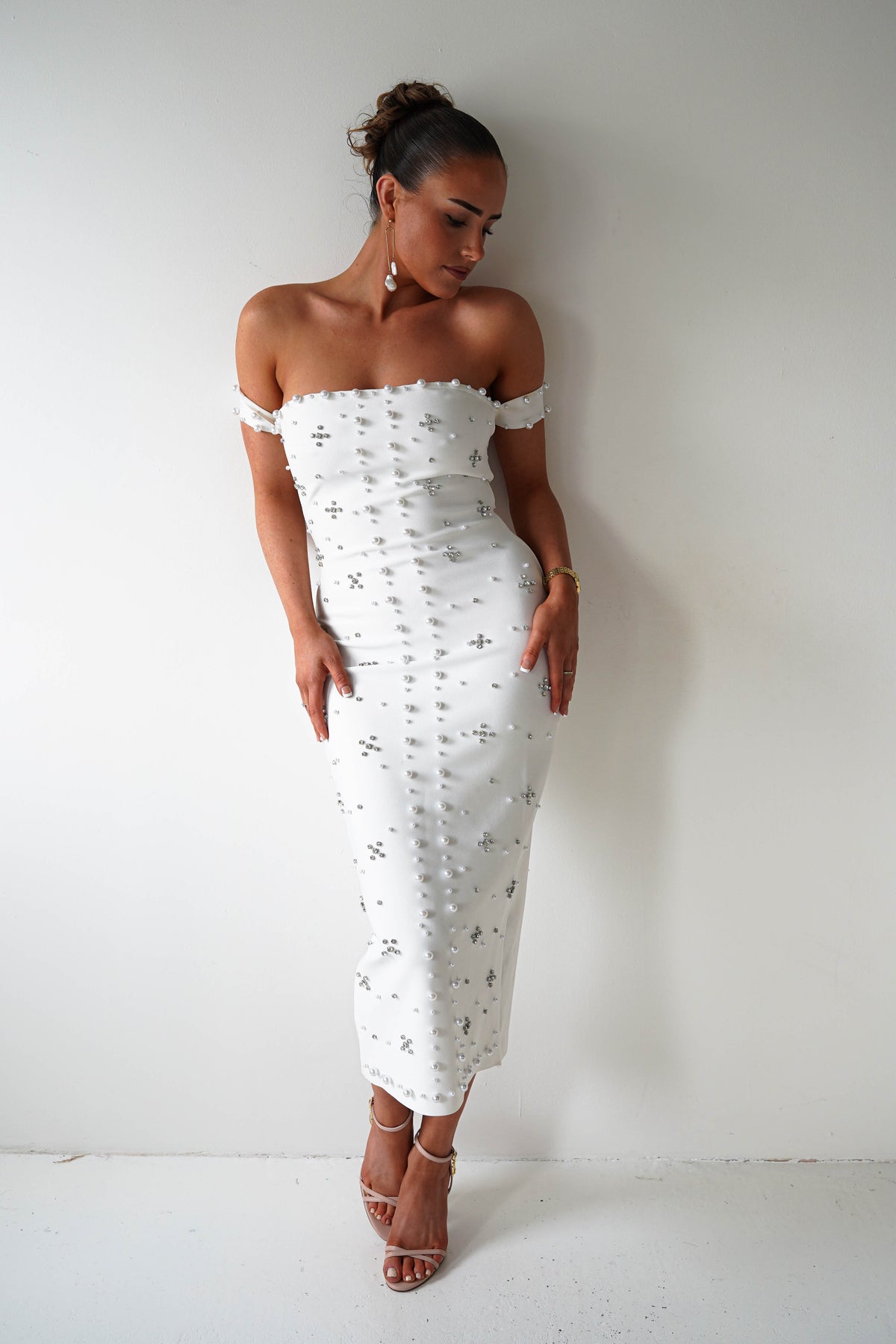 Blayke Bodycon Bandage Midi Dress | White-Oh Hello Clothing