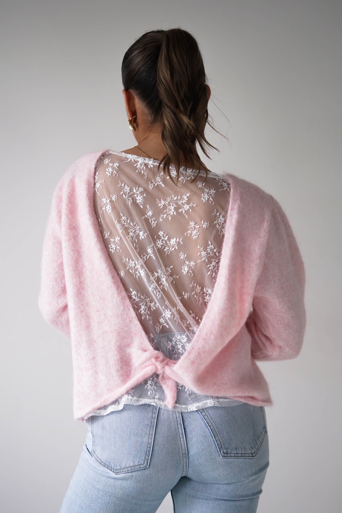 Bree Bow Back Detail Knit Jumper | Pink-Oh Hello Clothing