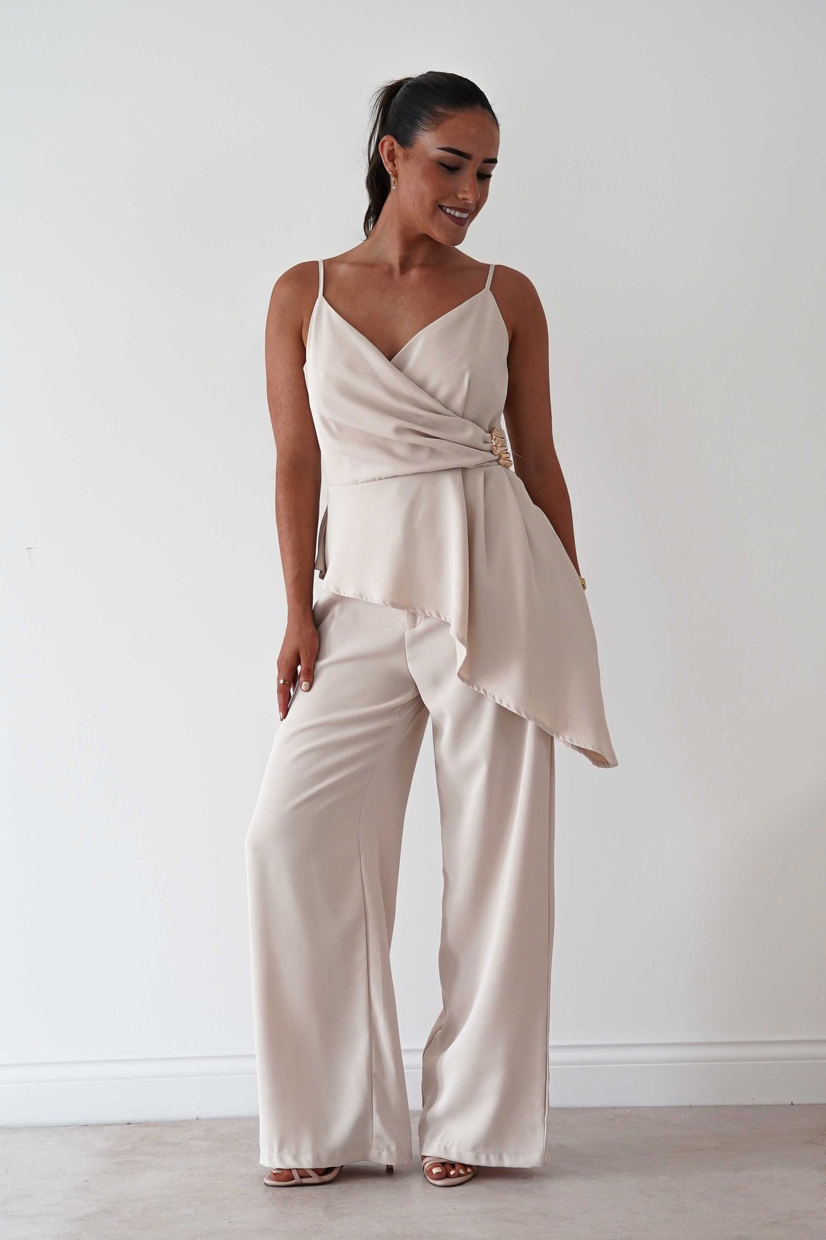 Bridget Asymmetric Co-Ord Set | Cream-Oh Hello Clothing