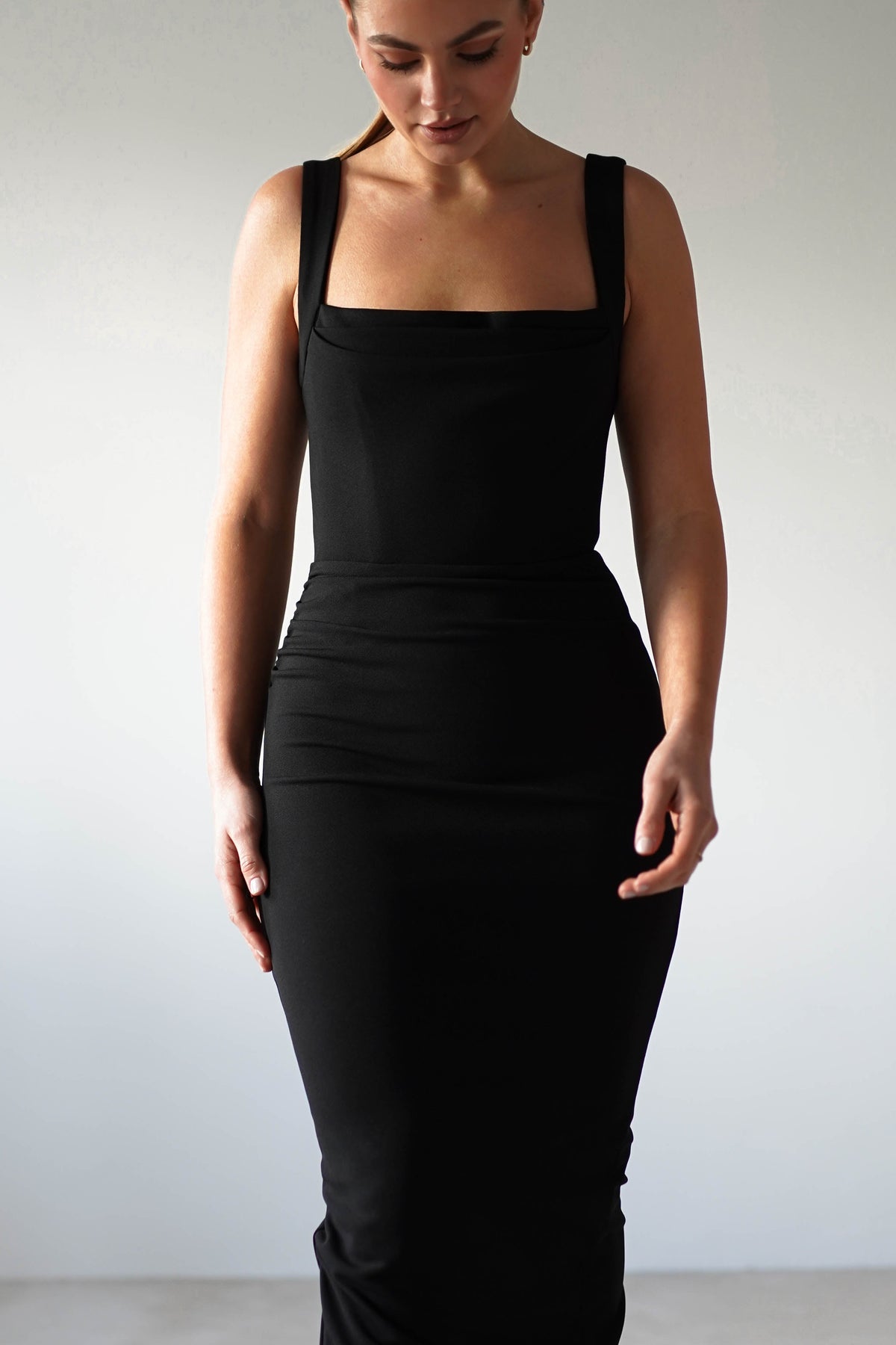 Brooke Square Neck Maxi Dress | Black-Oh Hello Clothing
