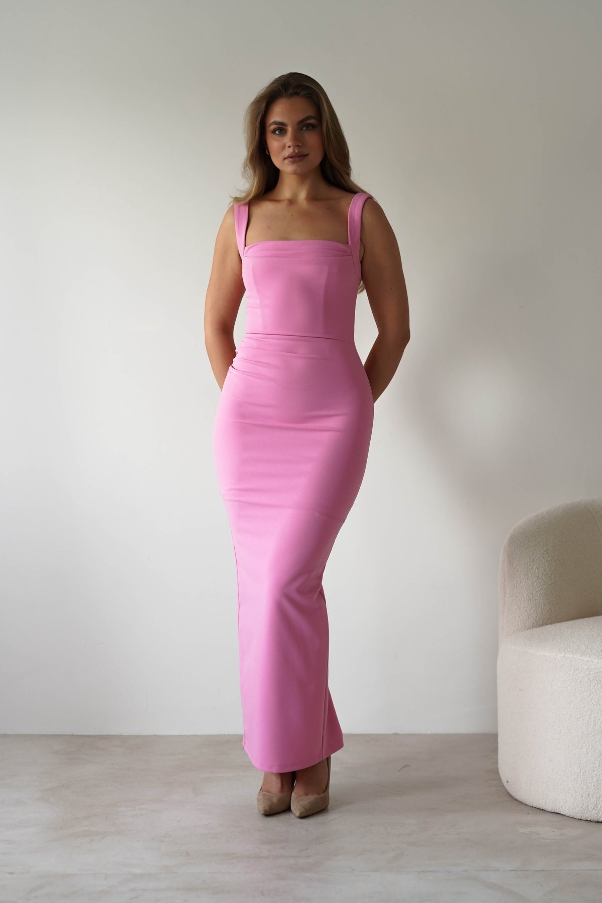 Brooke Square Neck Maxi Dress | Pink-Oh Hello Clothing