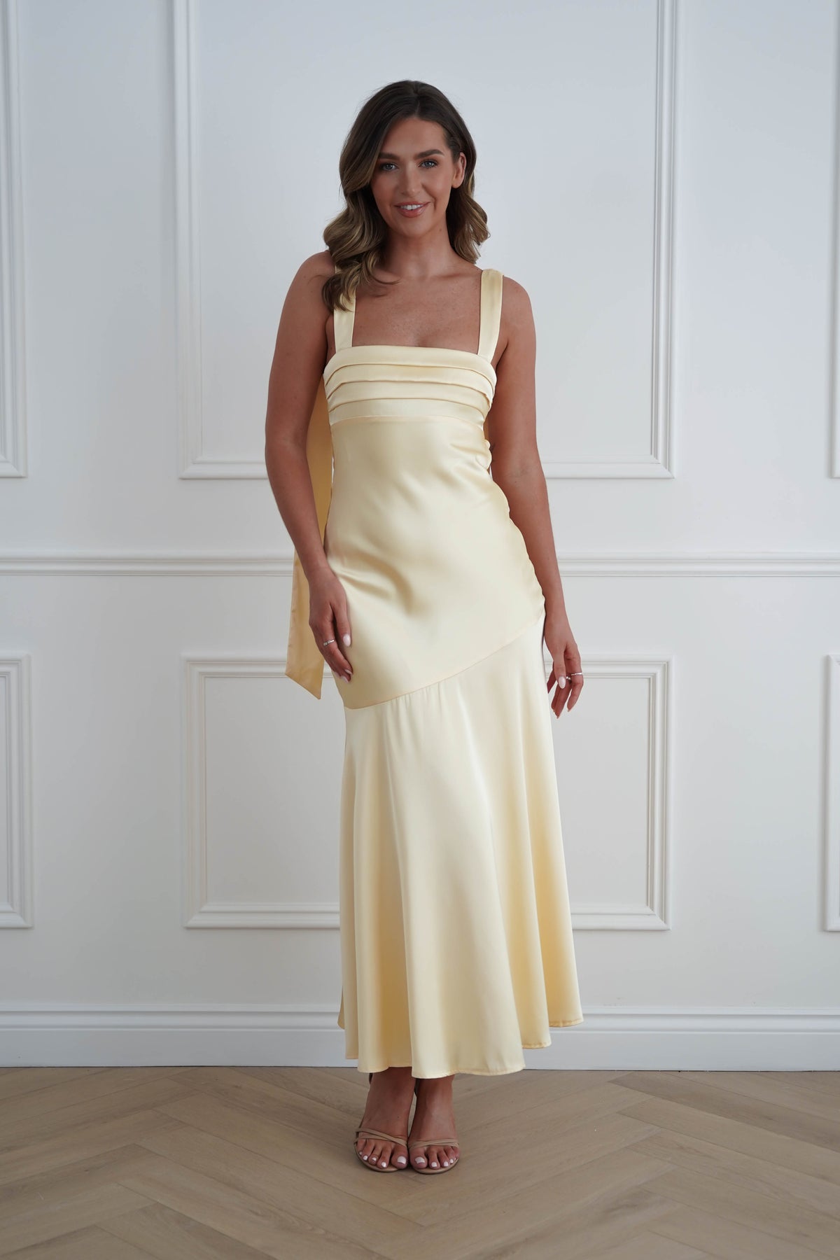 Casina Soft Satin Maxi Dress | Yellow-Oh Hello Clothing