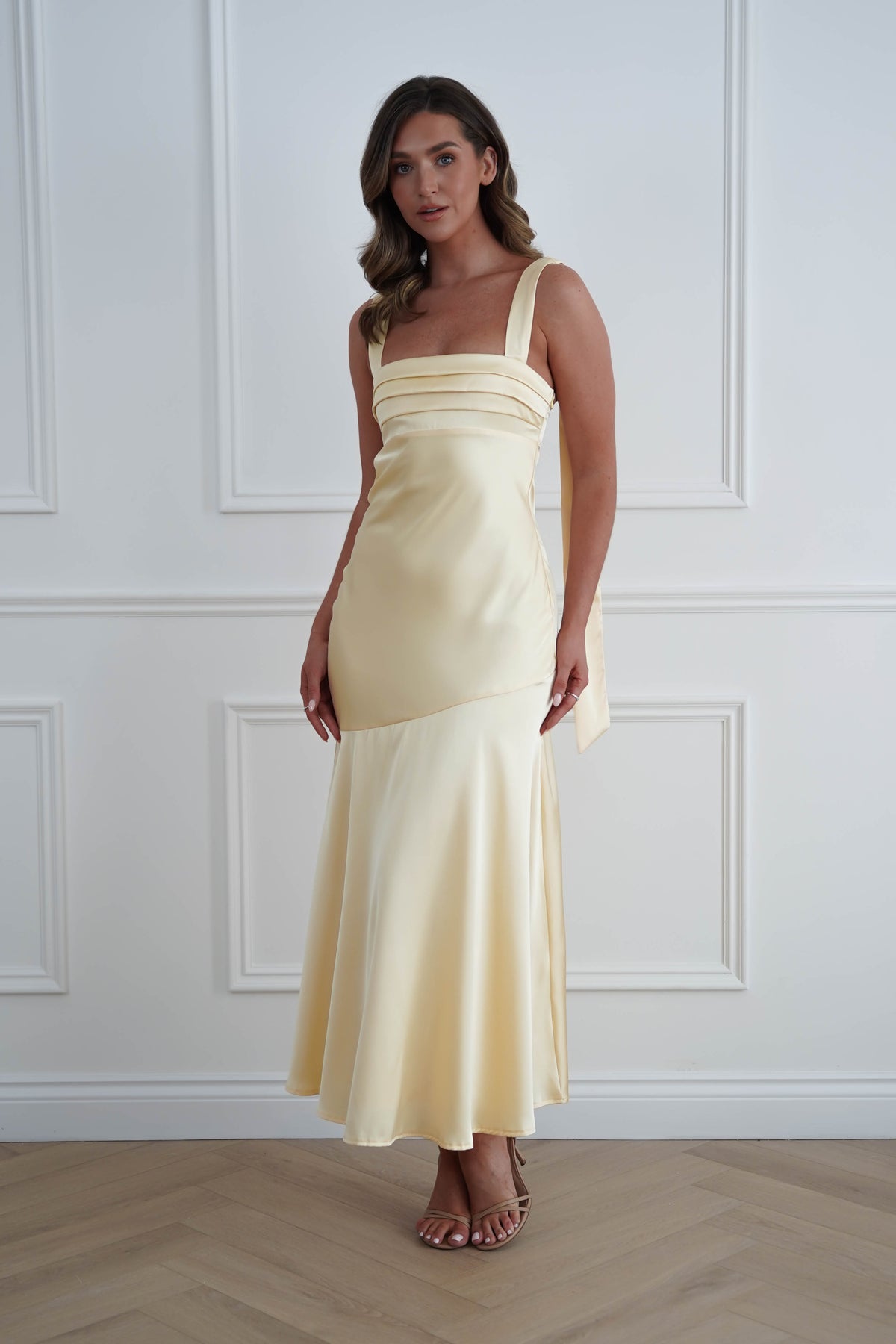 Casina Soft Satin Maxi Dress | Yellow-Oh Hello Clothing