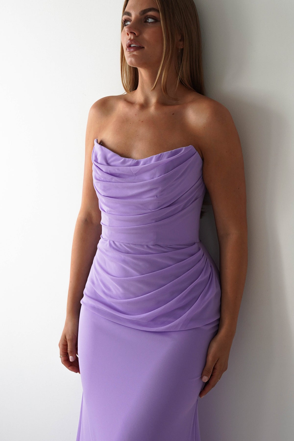 Caterina Strapless Maxi Dress | Lilac-Oh Hello Clothing