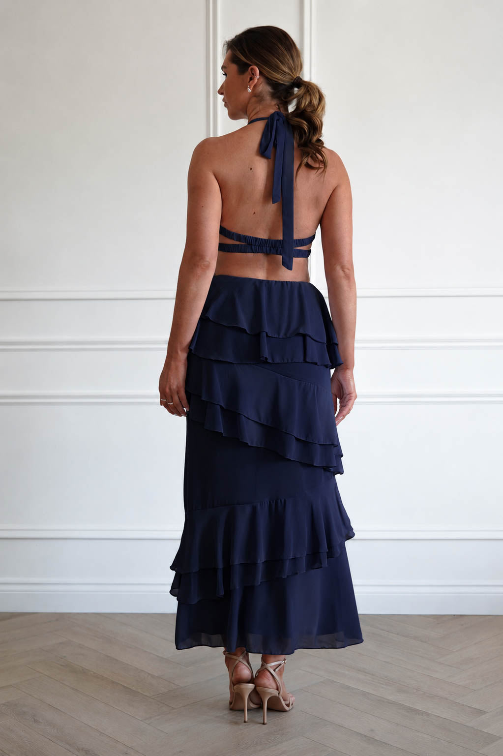 Caterina Tiered Halter Maxi Dress | Navy-Oh Hello Clothing