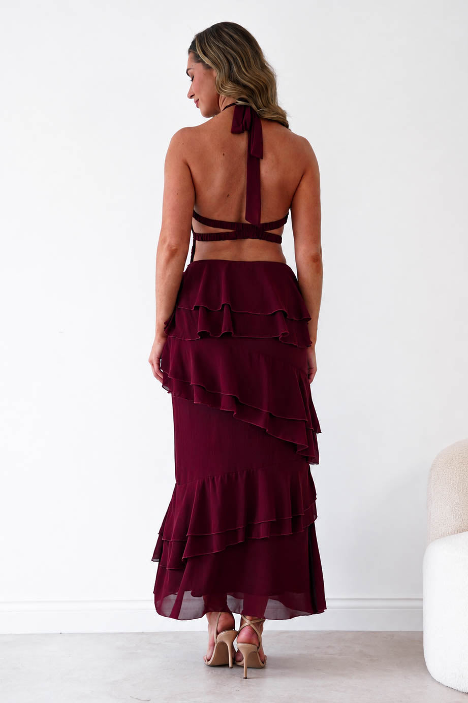 Caterina Tiered Halter Maxi Dress | Wine-Oh Hello Clothing
