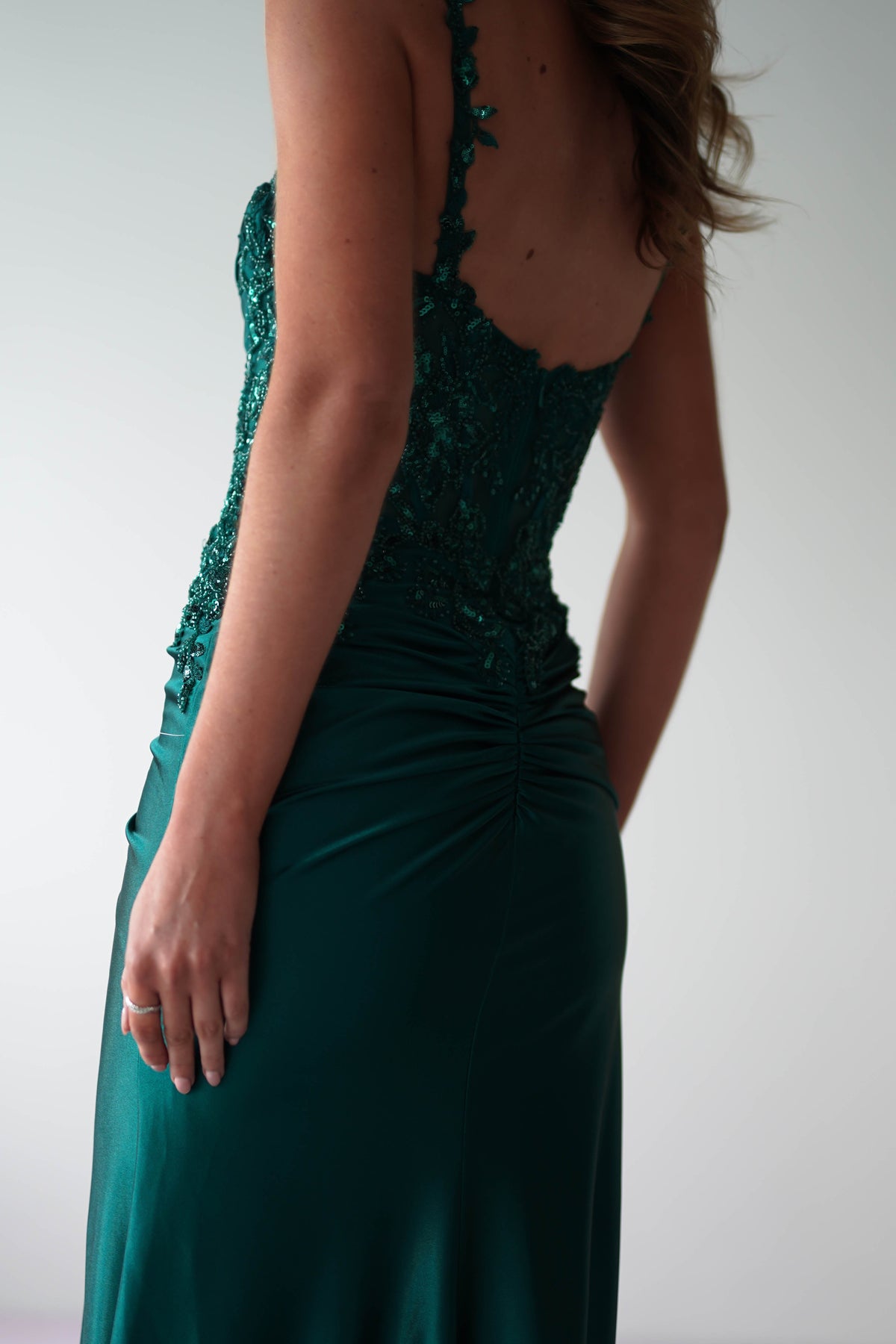 Cindy Pleated Bodice Gown | Emerald Green-Oh Hello Clothing
