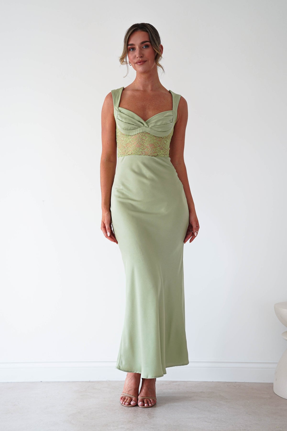 Cleo Lace Detail Maxi Dress | Sage Green-Oh Hello Clothing