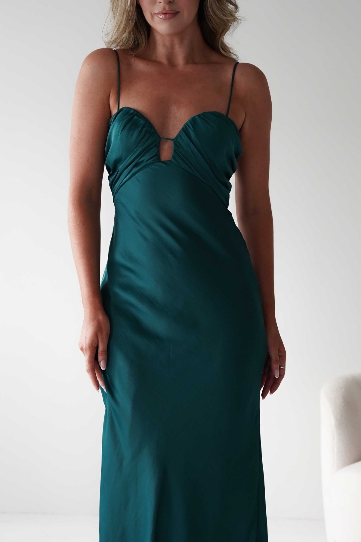 Colorado Soft Satin Midi Dress | Emerald Green-Oh Hello Clothing