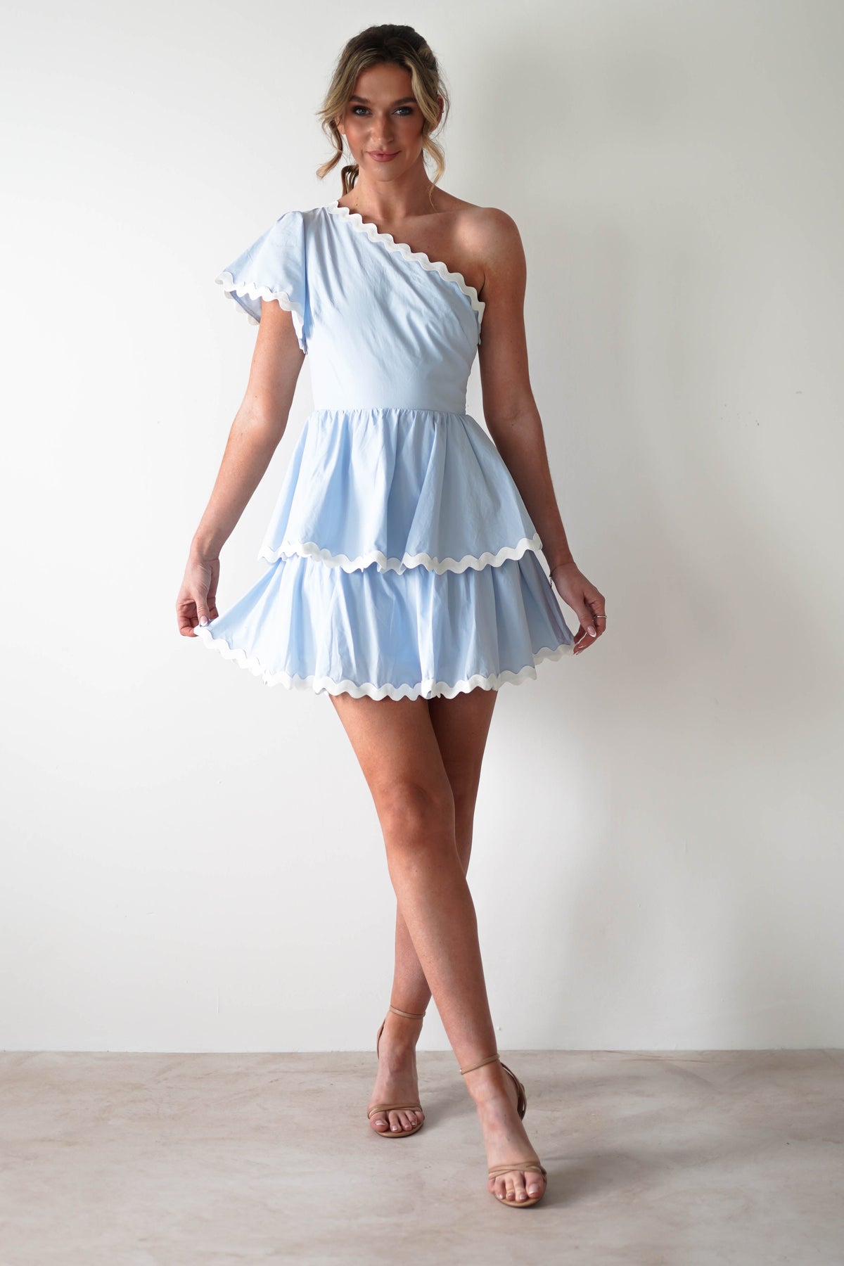* DONE - 63963 BABY BLUE BODYCON RUFFLE MIDI | Baby Blue **KAARLO**-Oh Hello Clothing