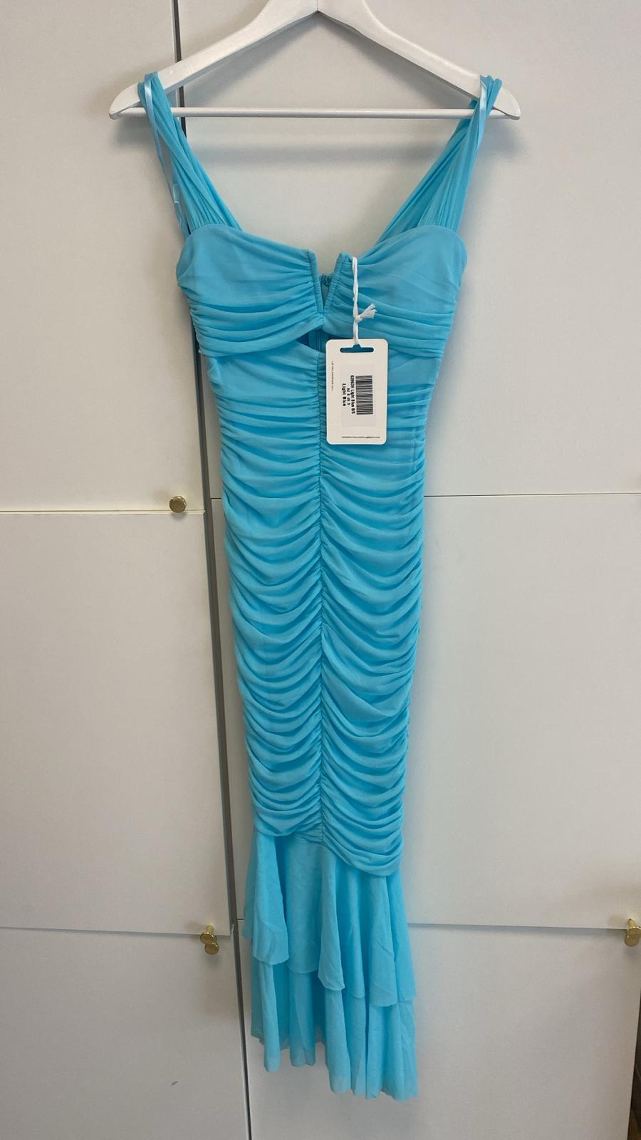 * DONE - Runaway Bodycon Ruffle Midi Dress | Light Blue ***KAARLO-Oh Hello Clothing
