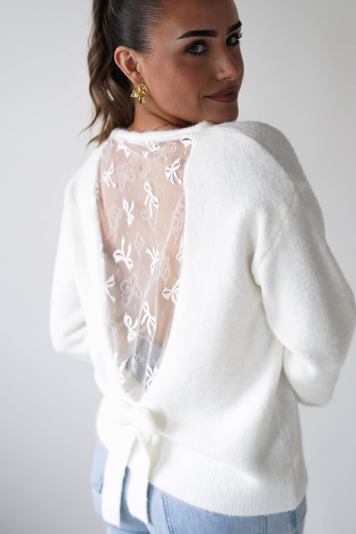 Daliah LAce Back Jumper | White-Oh Hello Clothing