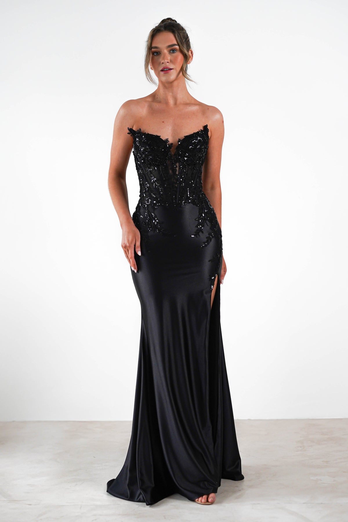 Dallas Luxe Embellished Gown | Black-Oh Hello Clothing