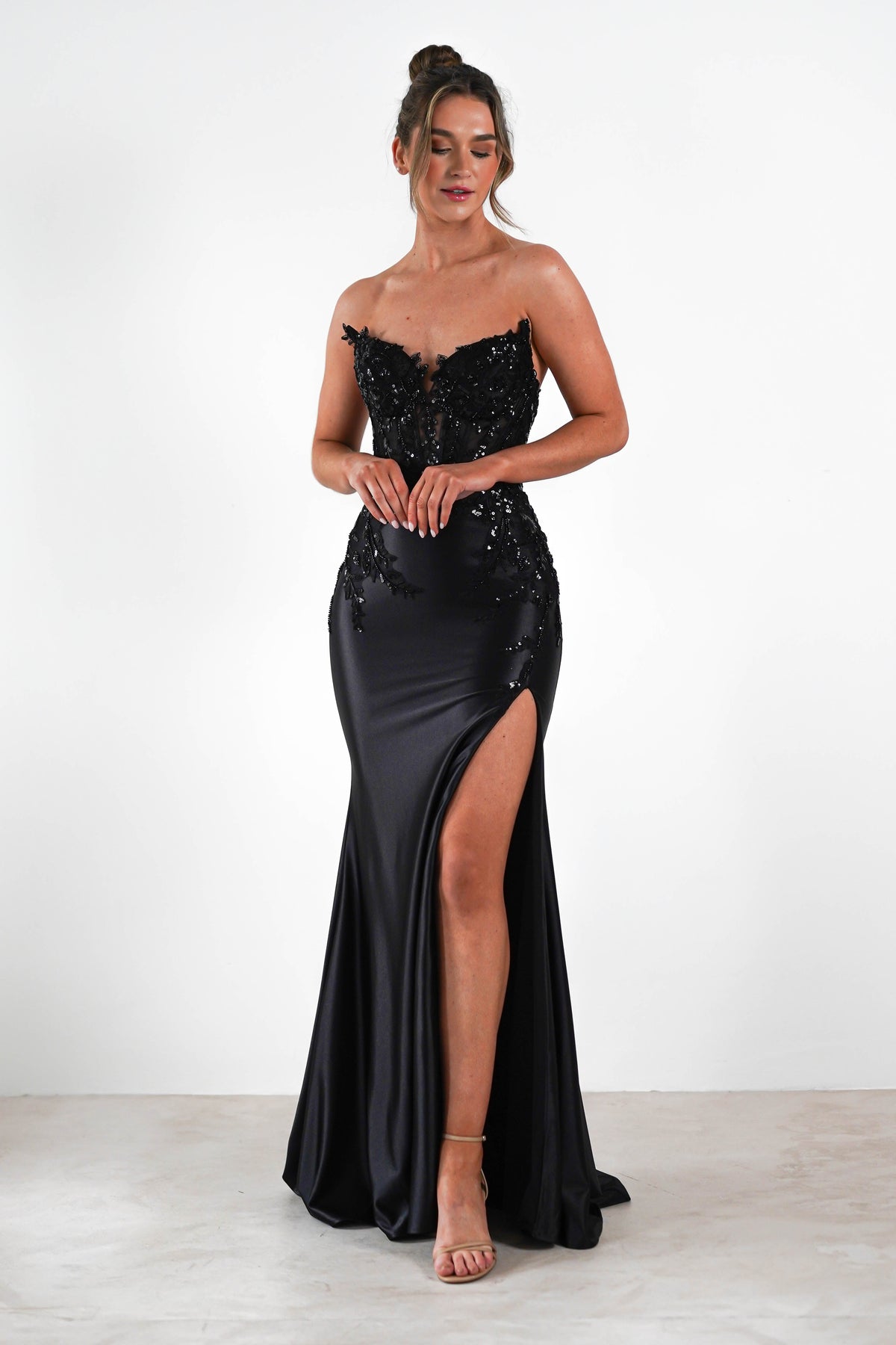 Dallas Luxe Embellished Gown | Black-Oh Hello Clothing