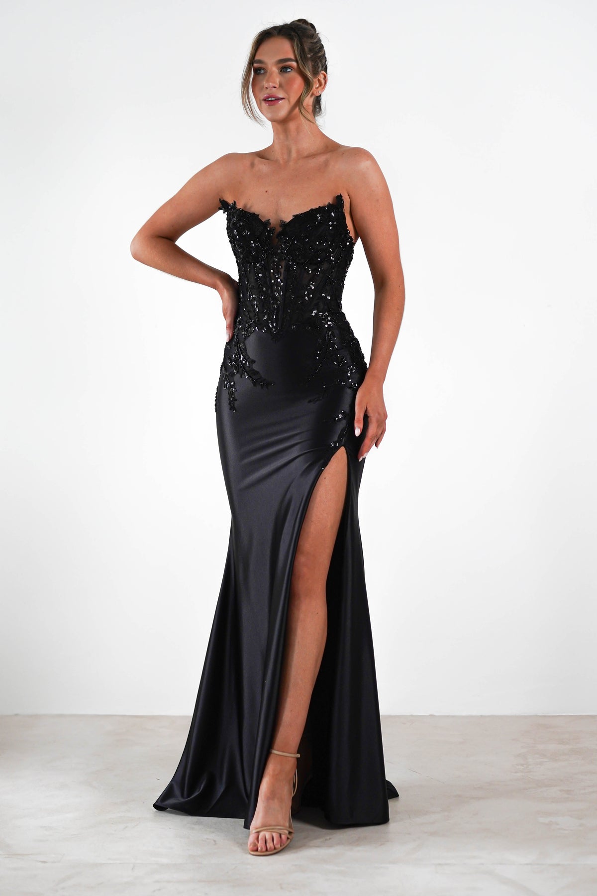 Dallas Luxe Embellished Gown | Black-Oh Hello Clothing