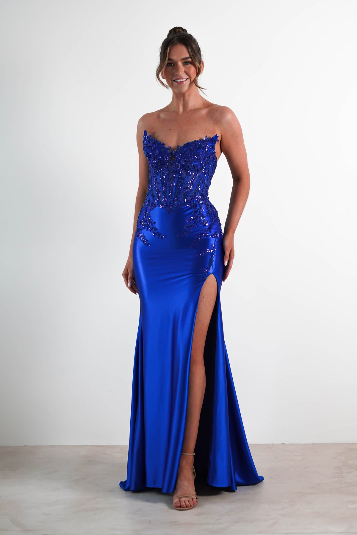 Dallas Luxe Embellished Gown | Royal Blue-Oh Hello Clothing