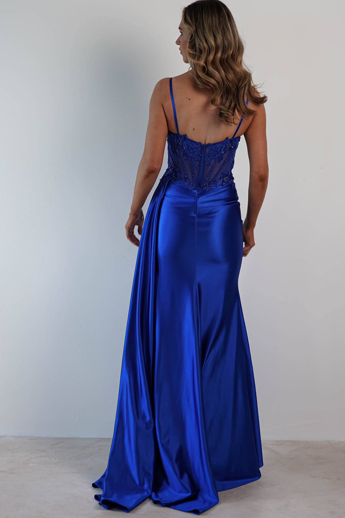 Diva Embellished Corset Gown | Royal Blue-Oh Hello Clothing