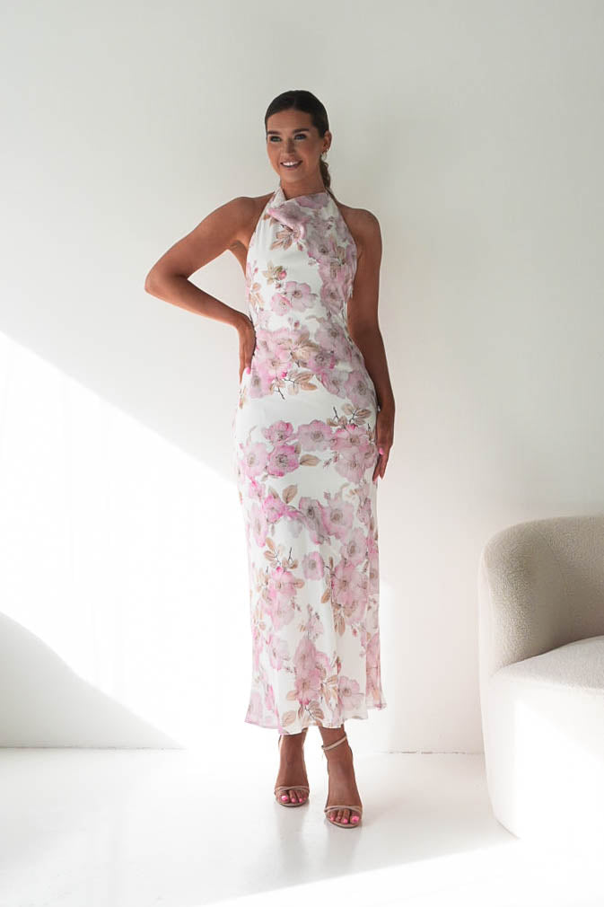 Elaina Halternack Floral Maxi Dress | Pink Print-Oh Hello Clothing