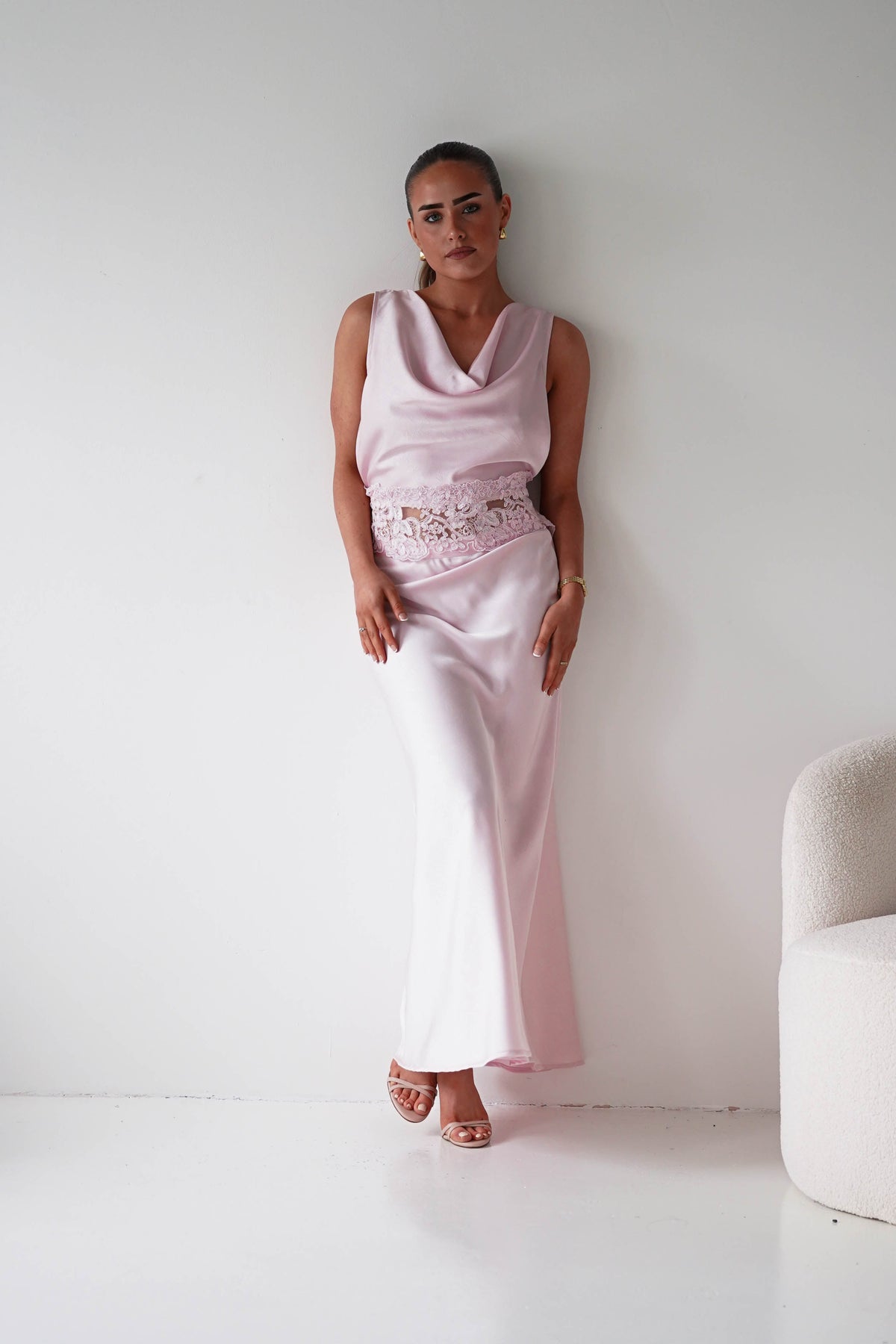 Elsa Satin Set With Lace Detail | Pink-Oh Hello Clothing