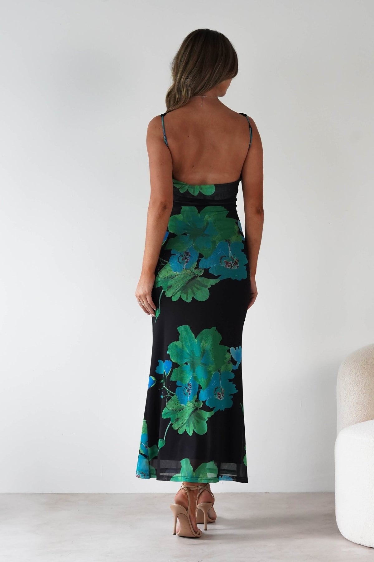 Elysia Bodycon Mesh Maxi Dress | Black/Green-Oh Hello Clothing