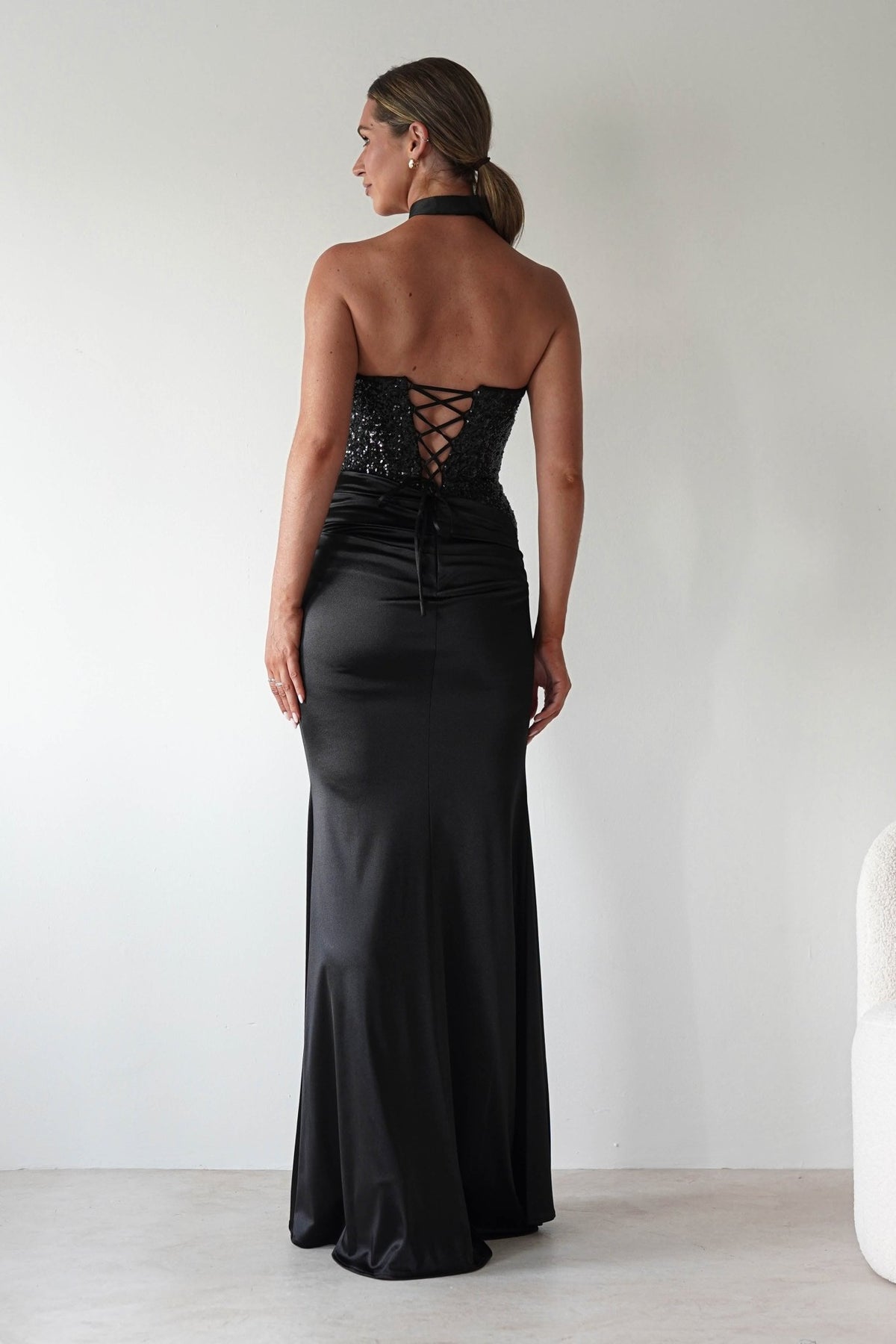 Elysia Sequin Embellished Bodice Gown | Black-Oh Hello Clothing