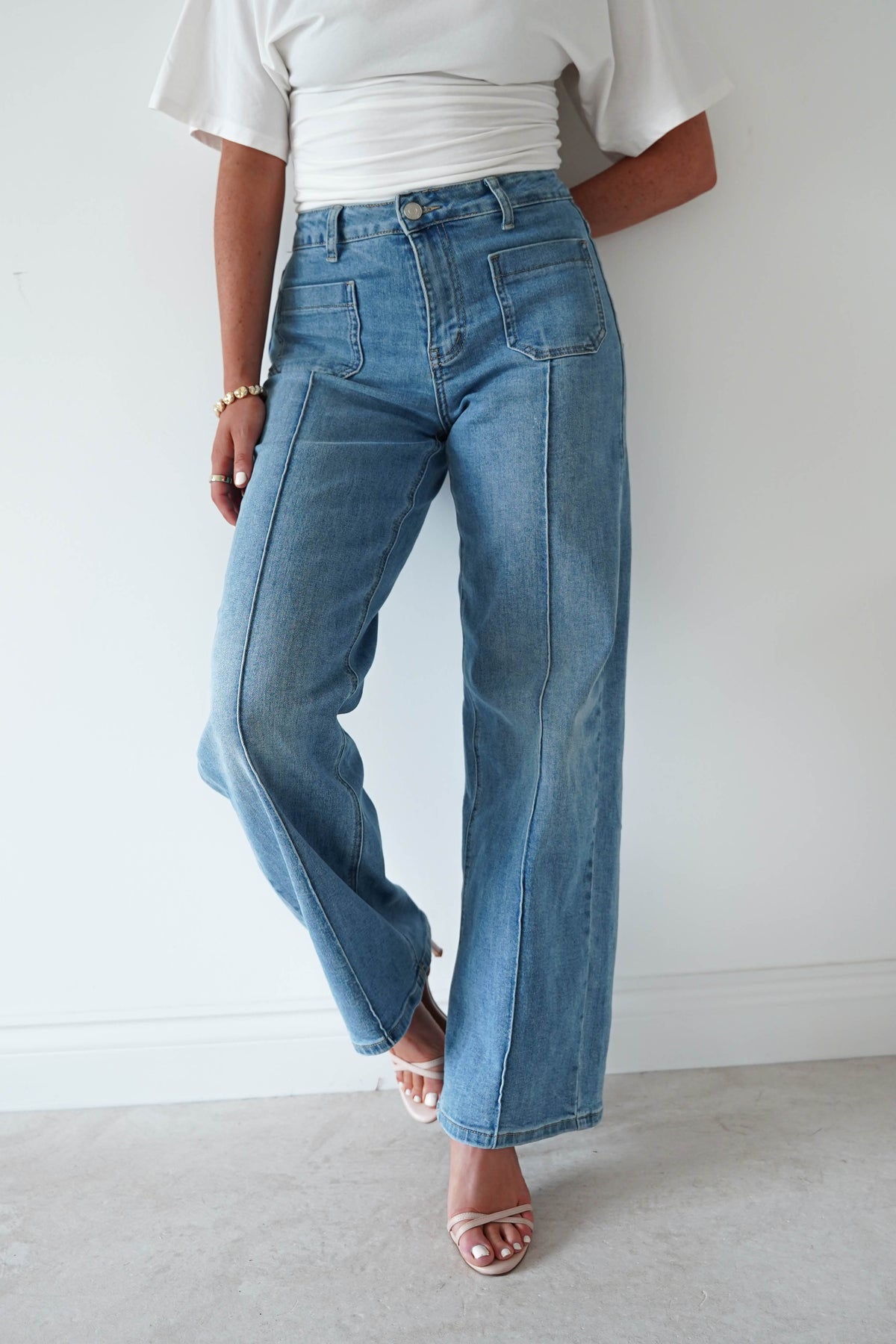 Enelia Wide Straight Jeans | Light Wash-Oh Hello Clothing