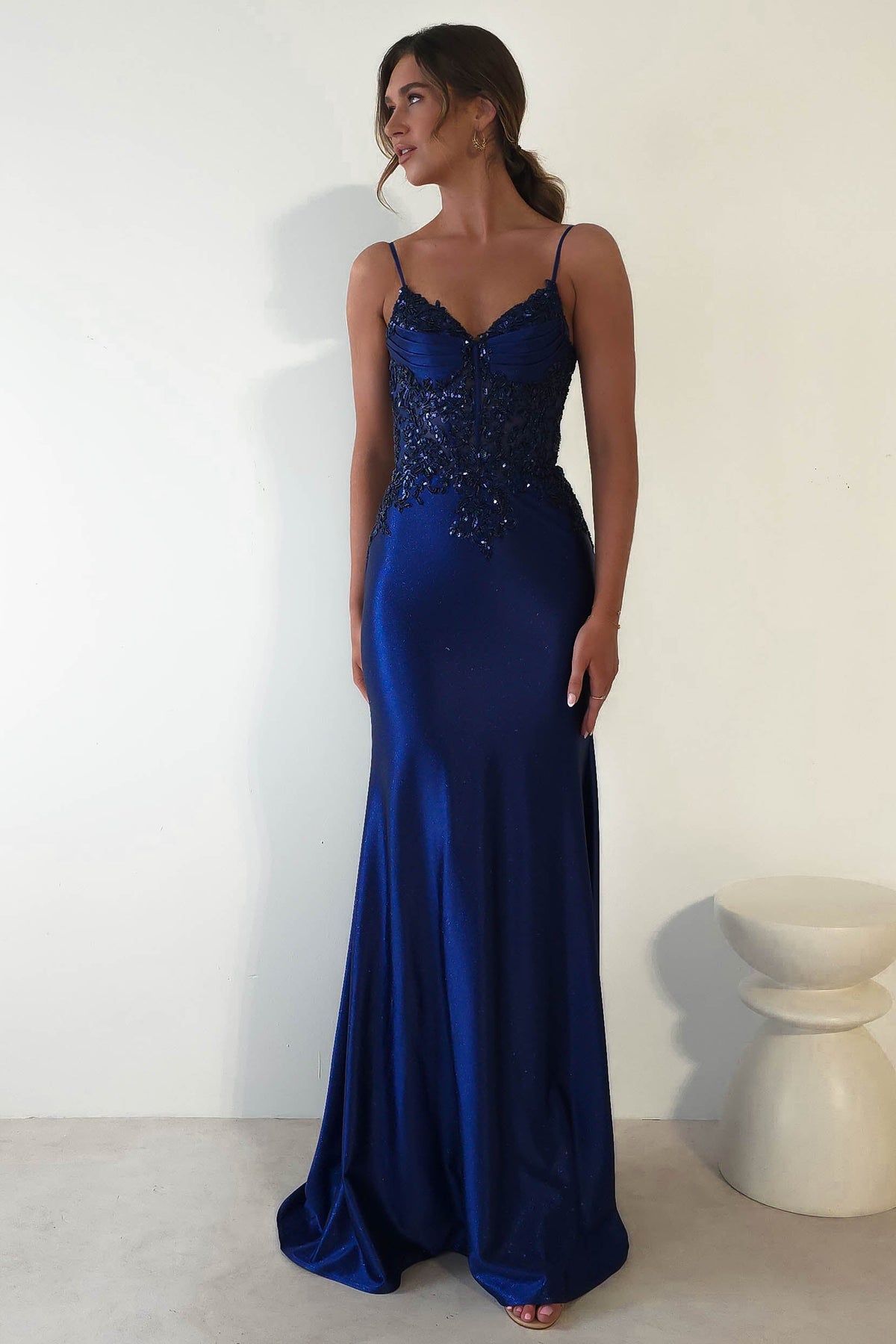 Eternity Glitter Bodycon Gown | Midnight Blue-Oh Hello Clothing