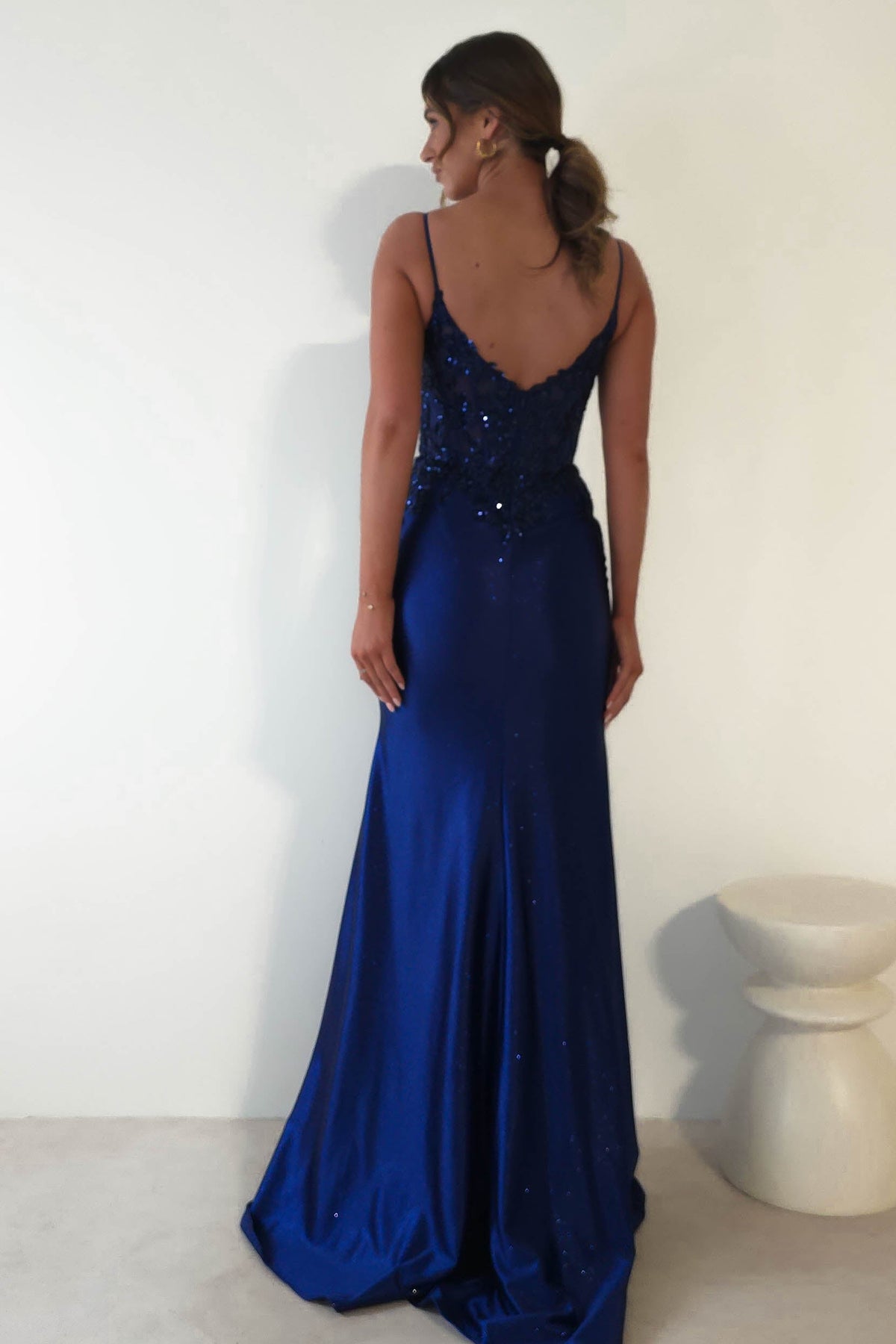 Eternity Glitter Bodycon Gown | Midnight Blue-Oh Hello Clothing