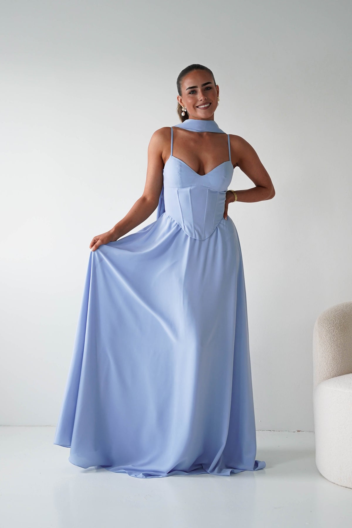Felicity Lace Up Corset Maxi Dress | Blue-Oh Hello Clothing