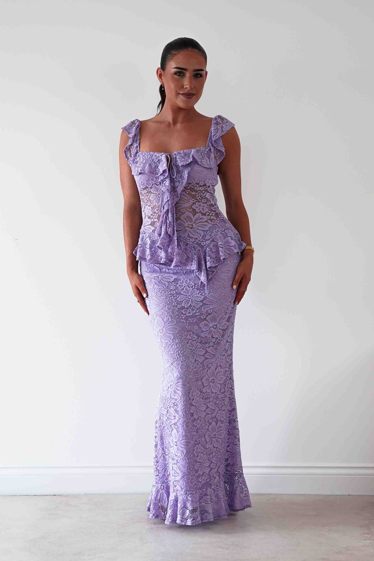 Hailey Lace Top and Skirt Set | Lilac-Oh Hello Clothing