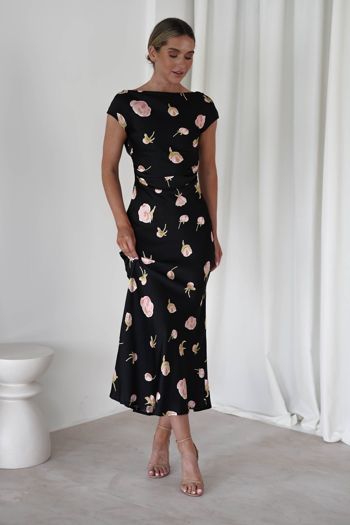Hazel Soft Floral Maxi Dress | Black-Oh Hello Clothing
