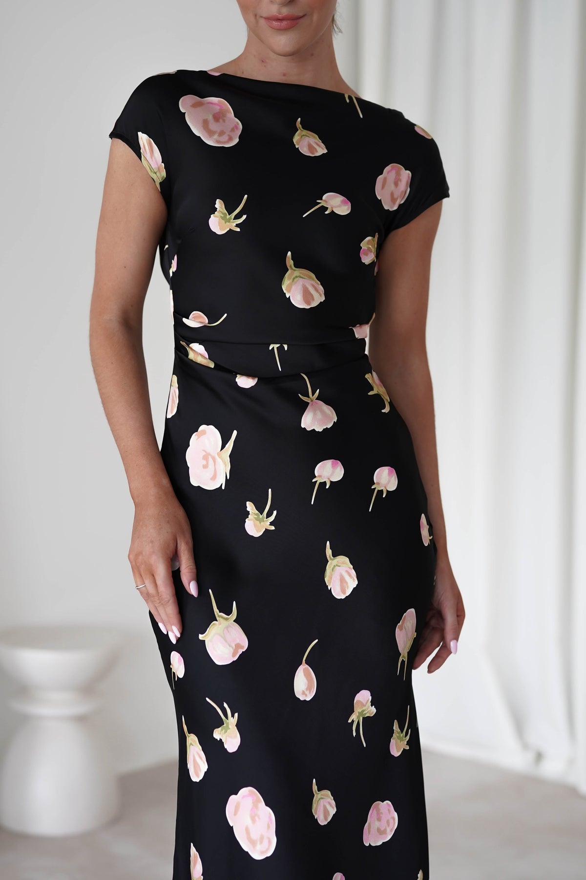 Hazel Soft Floral Maxi Dress | Black-Oh Hello Clothing