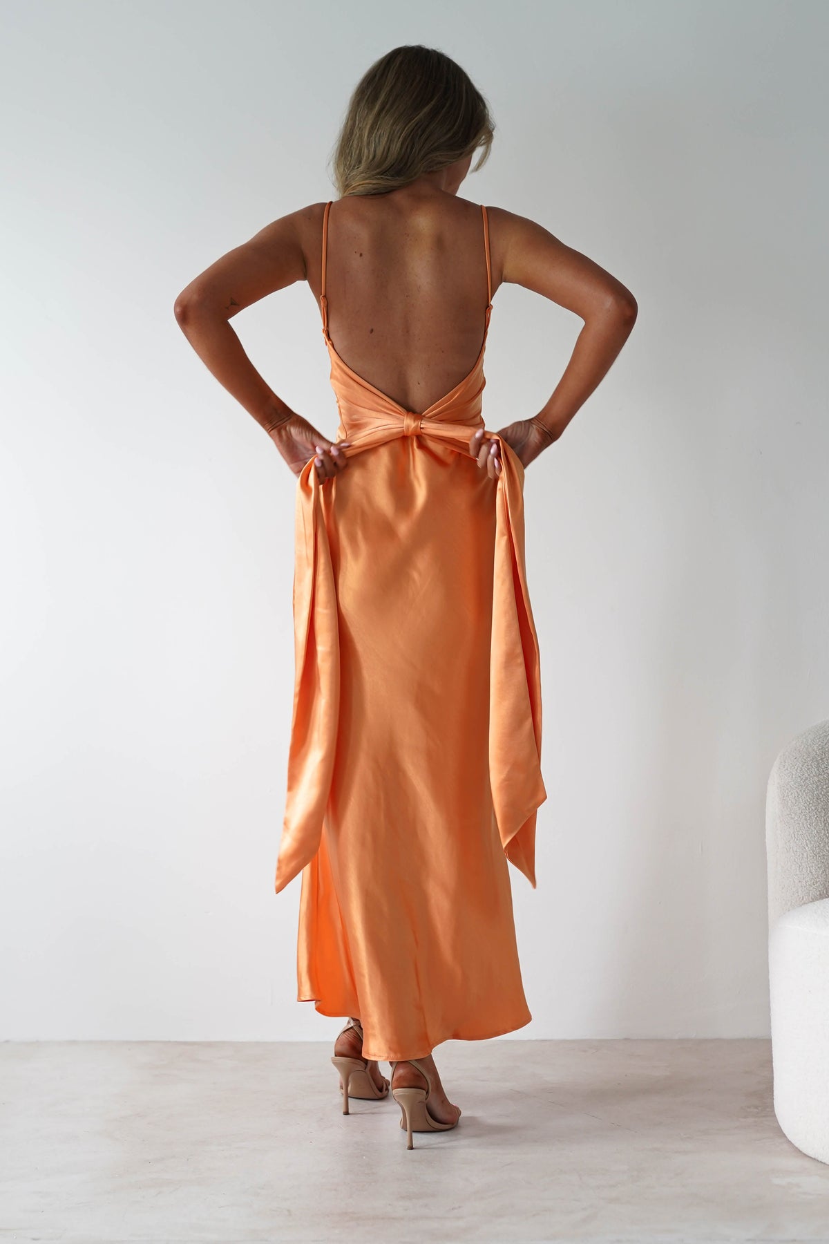 Hermie Silky Satin Maxi Dress | Orange-Oh Hello Clothing