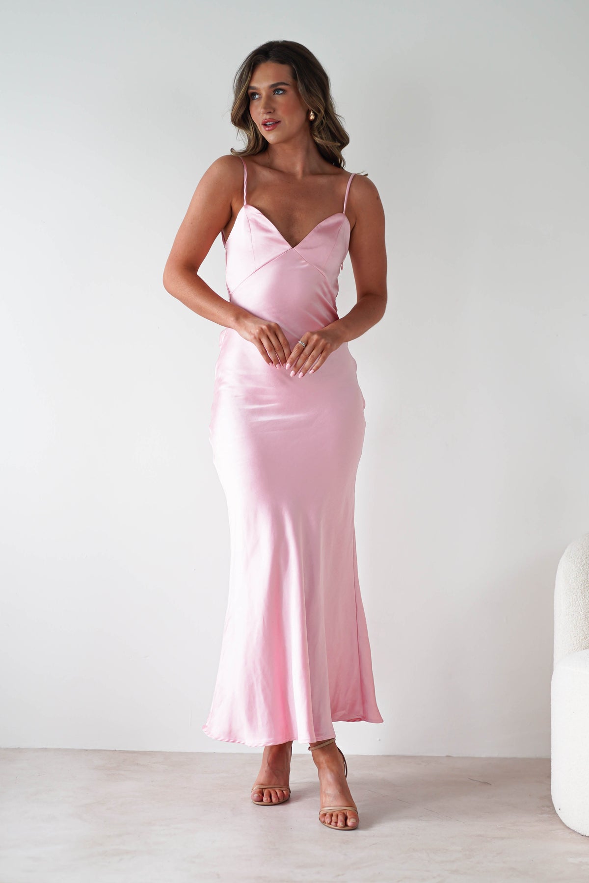 Hermie Silky Satin Maxi Dress | Pink-Oh Hello Clothing
